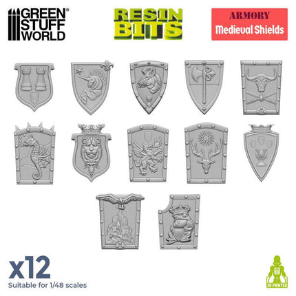 3D print sets Medieval shields