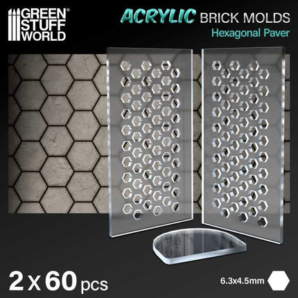 Acrylic Brick molds - Hexagonal Pavement