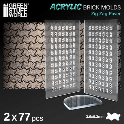 Acrylic Brick molds - Zig Zag Pavement (or Backbone)