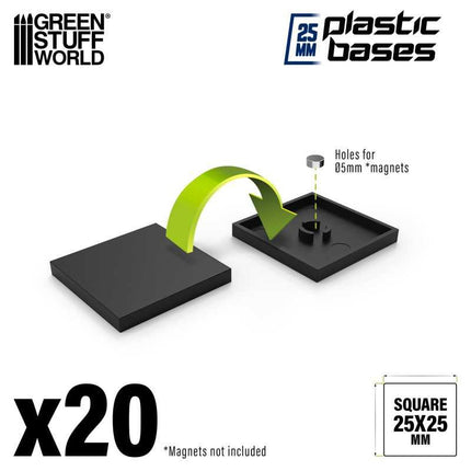 Black Plastic Bases - Square 25mm