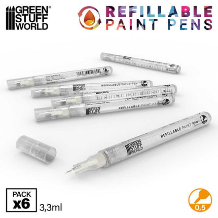 Refillable markers - 0.5mm (pack x6)