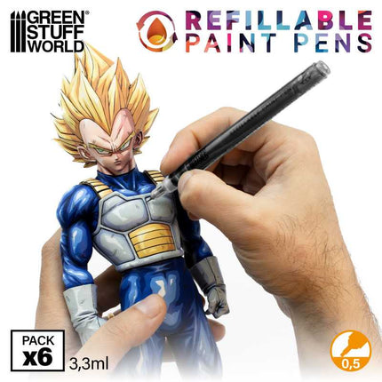 Refillable markers - 0.5mm (pack x6)