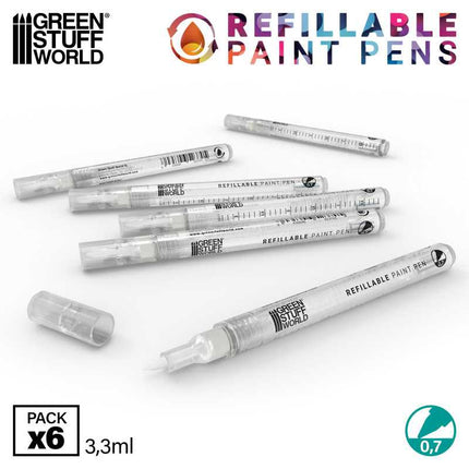 Refillable markers - 0.7mm (pack x6)