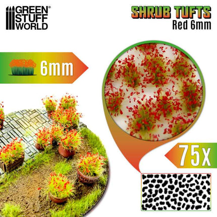 Shrub Tufts 6mm self-adhesive - Red Flowers