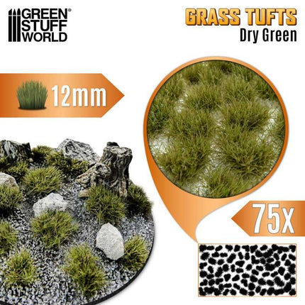 Grass Tufts XXL 12mm Dry Green