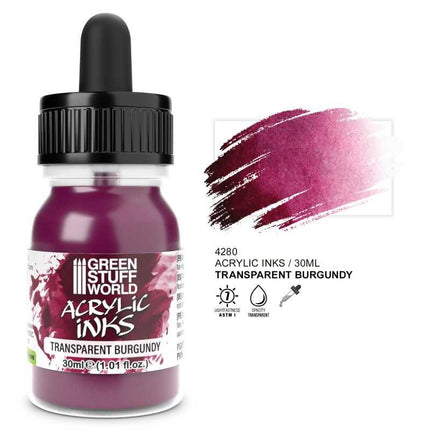 Acrylic Inks - Transparent Burgundy 30ml