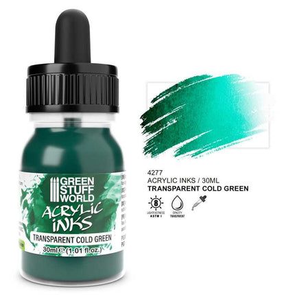 Acrylic Inks - Transparent Cold Green 30ml