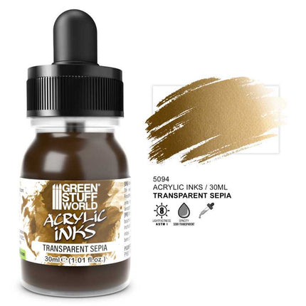 Acrylic Inks - Transparent Sepia 30ml